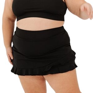 Ultra High Waist Swim Skirt Navy Blue Ruffle Plus Size 3XL SPF 50